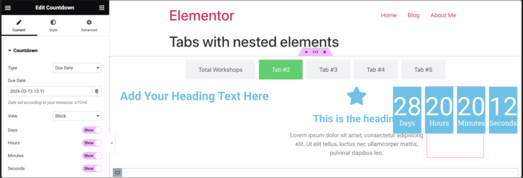 Tabs Widget With Nested Elements Elementor