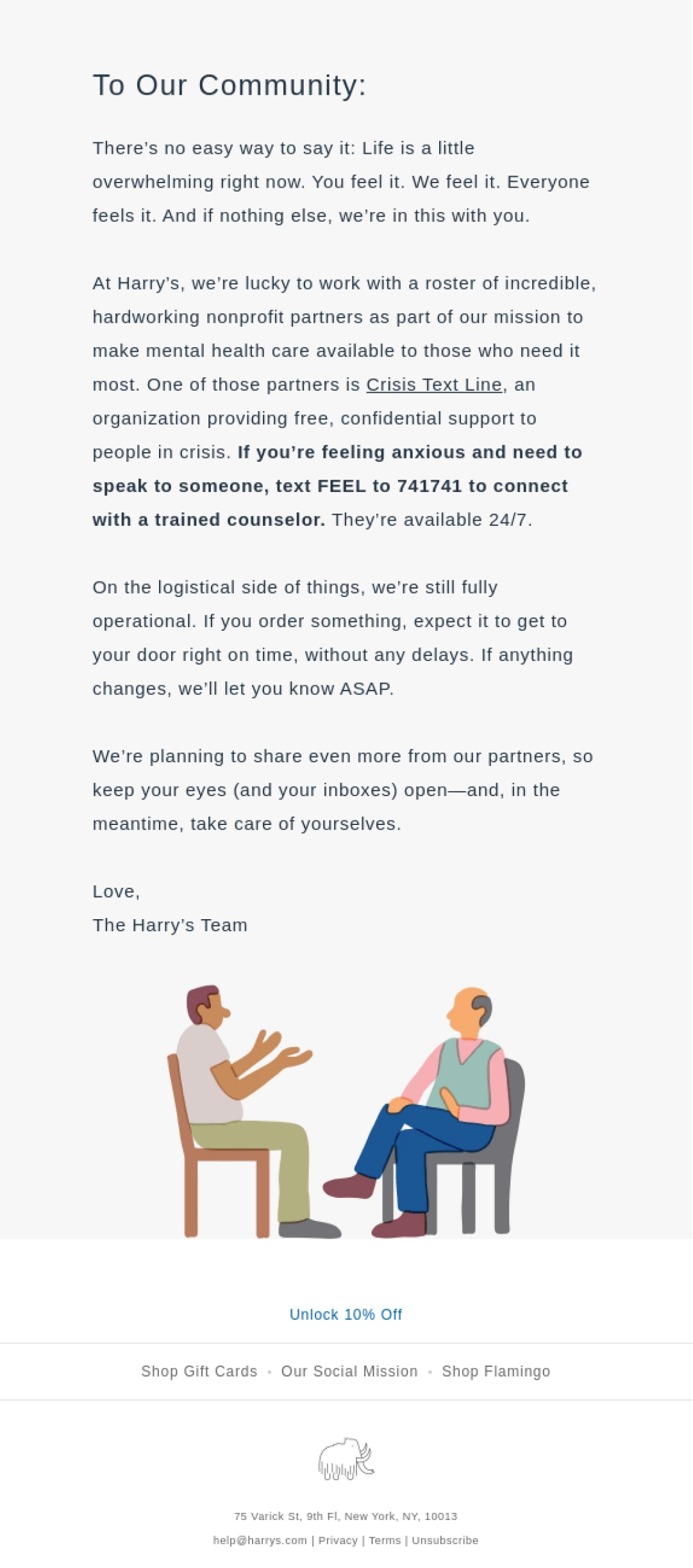 Harrys Email Take Care Of Yourself Were In This Together Two 1 Email Marketing Strategies: How To Crush Email In 2022 4