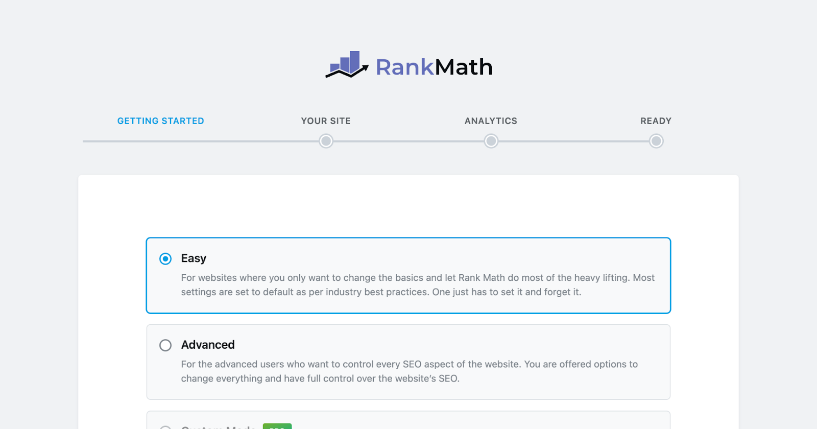 Rank Math Einrichtungsprozess