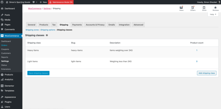 11.Shippin Classes Woocommerce Settings Elementor Monday Masterclass: How To Transform Any Wordpress Site Into An Online Store With Elementor 11