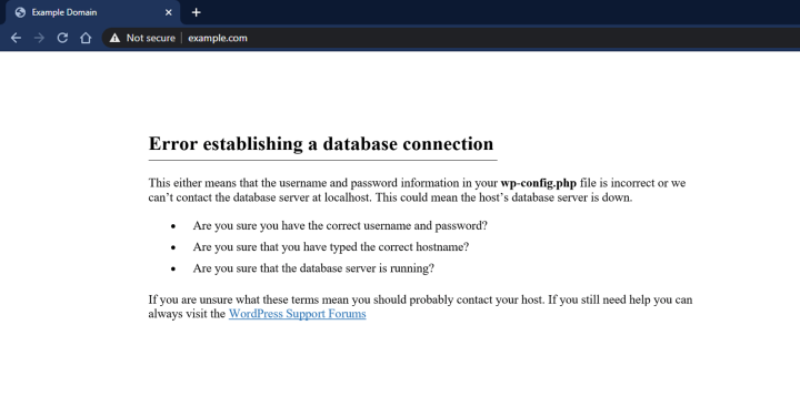 Error Establishing Database Connection