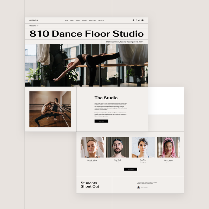 Homepage Monthly Template Kits #15: The Dance Studio Template Kit 1