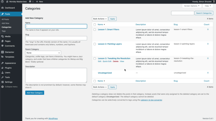 Setting-Categories-Lessons-Online-Course-Wordpress-Elementor Setting-Categories-Lessons-Online-Course-Wordpress-Elementor