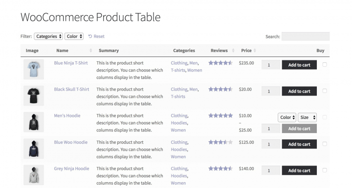 Woocommerce-Product-Table