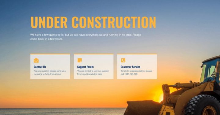 Elementor Under Construction Template - Yellow
