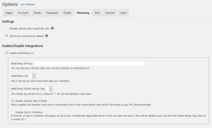 options page options page