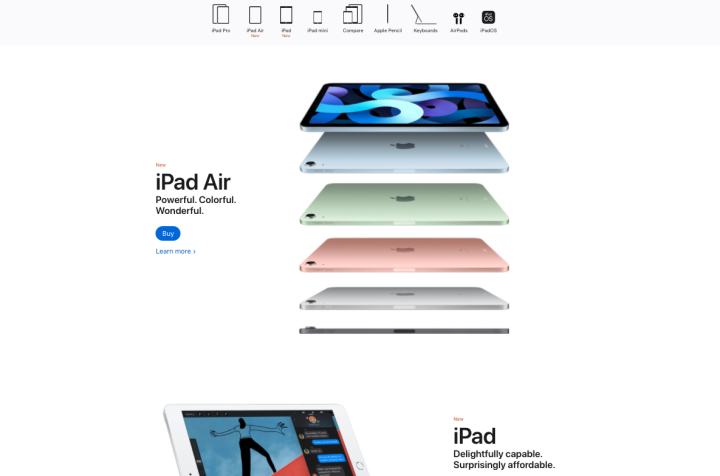 ipad screenshot example one column website layout