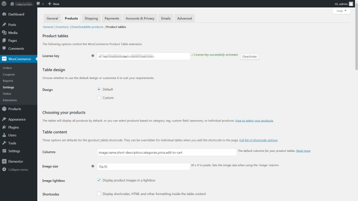 Product Table Settings Page How To Use Woocommerce Product Table With Elementor 11