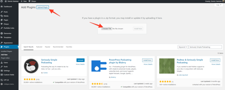 Upload Seriously Simple Podcasting
