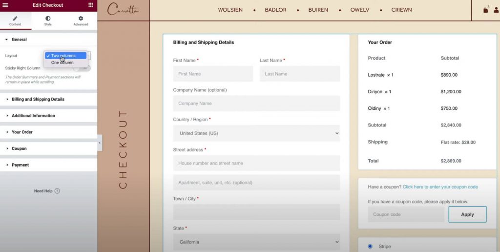 Customize Woocommerce Checkout Elementor 2 Column Layout How To Customize The Woocommerce Checkout Page With Elementor Customize Woocommerce Checkout Elementor 2 Column Layout How To Customize The Woocommerce Checkout Page With Elementor 2