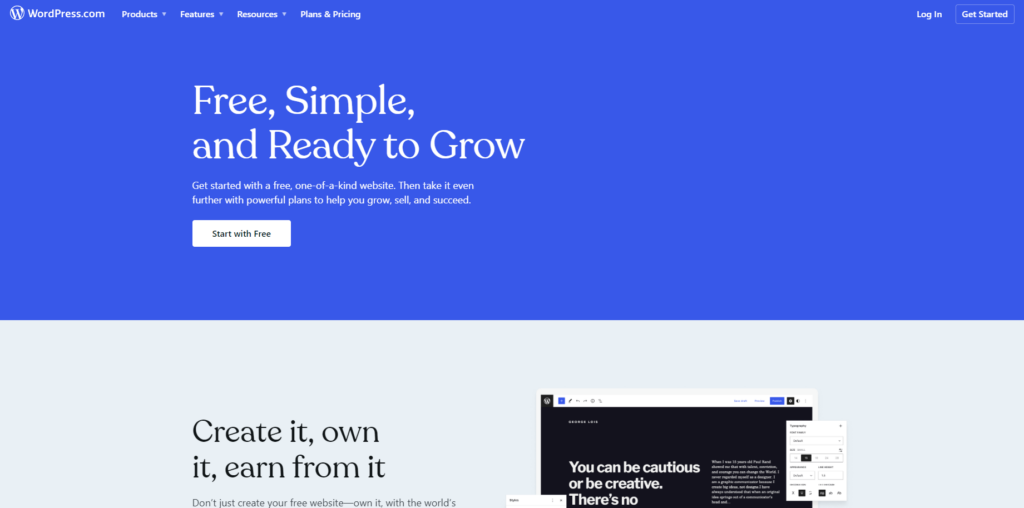 Screenshot Wordpress.com 20240410 074053 7 Best Free Website Builders For Beginners In [Year] 10
