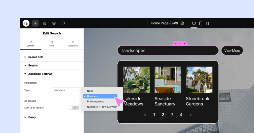 Search Widget Neu In Elementor 3.25: Css-Optimierung, Neue Anker-Offset-Steuerung &Amp; Paginierungsoptionen Für Live-Ergebnisse Im Such-Widget! Search Widget Neu In Elementor 3.25: Css-Optimierung, Neue Anker-Offset-Steuerung &Amp; Paginierungsoptionen Für Live-Ergebnisse Im Such-Widget! 3