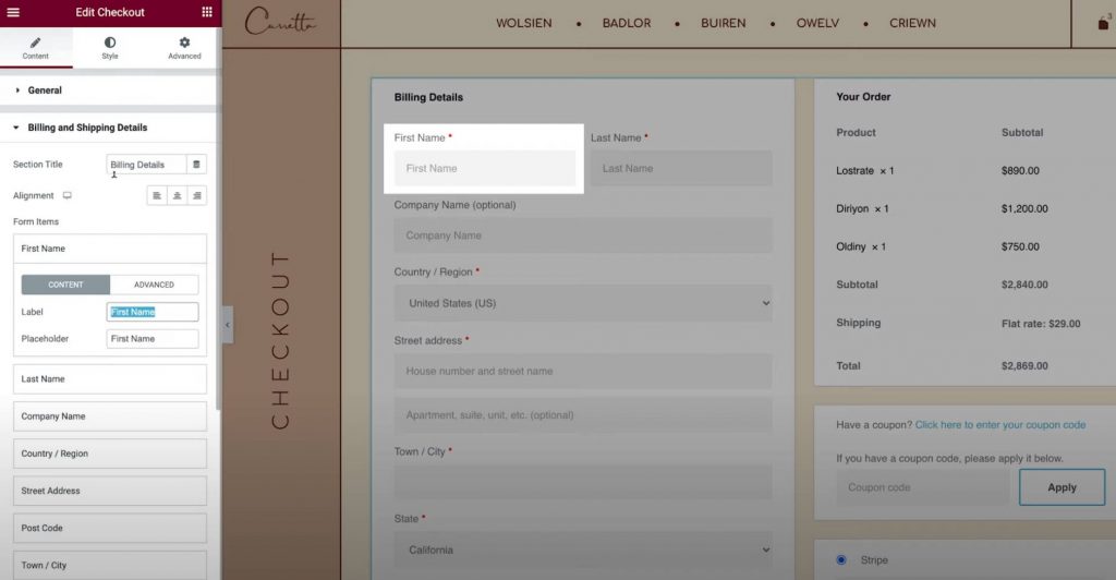 Customize Woocommerce Checkout Elementor 3 Billing Shipping Fields How To Customize The Woocommerce Checkout Page With Elementor 3
