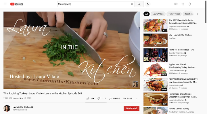16 Youtube Laurainthekitchen Thanksgiving Video 18 Holiday Marketing Ideas And Campaigns For 2021 17