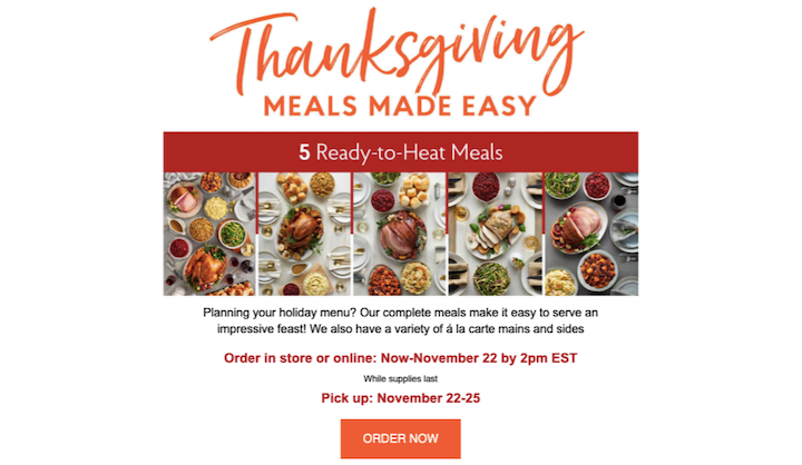 28 Freshmarket Thanksgiving Meals Early Email 18 Holiday Marketing Ideas And Campaigns For 2021 27