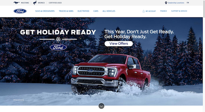 3 Ford Website Holiday Hero Image 18 Holiday Marketing Ideas And Campaigns For 2021 6