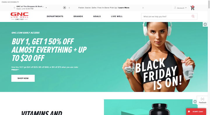 4 Gnc Black Friday Website Hero Image 18 Holiday Marketing Ideas And Campaigns For 2021 7
