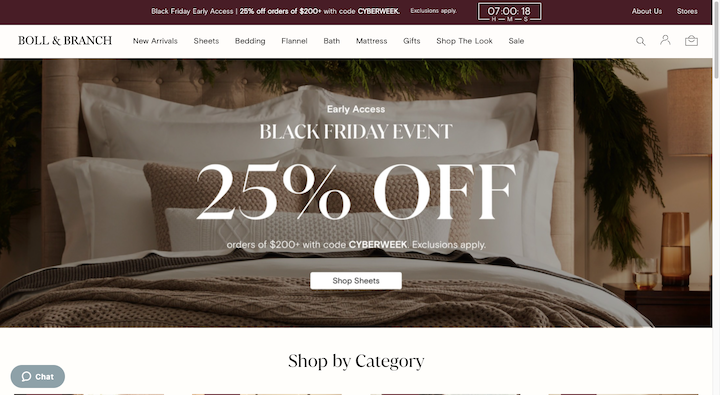 7 Bollandbranch Black Friday Early Access Notification Bar 18 Holiday Marketing Ideas And Campaigns For 2021 9