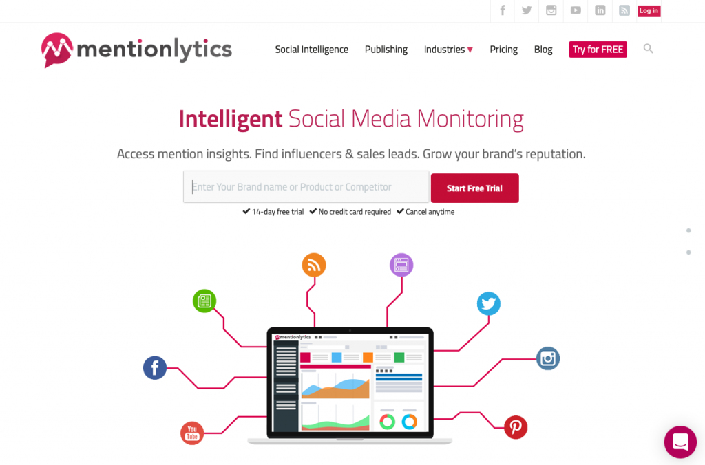 Mentionlytics homepage