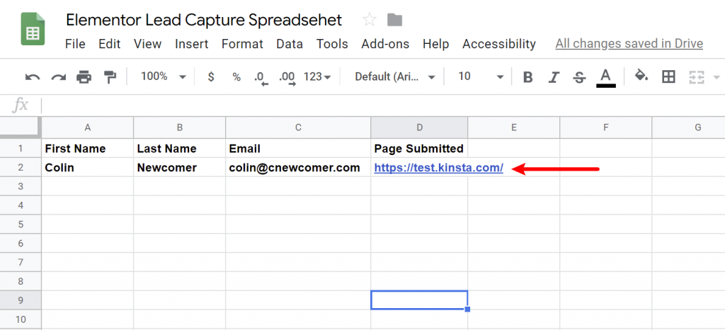 Check Test Email On Google Sheets How To Connect Elementor To Google Sheets To Collect Leads 14
