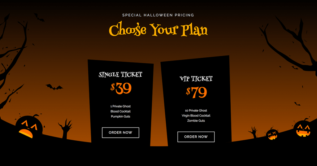 Halloween Pricing Page Example