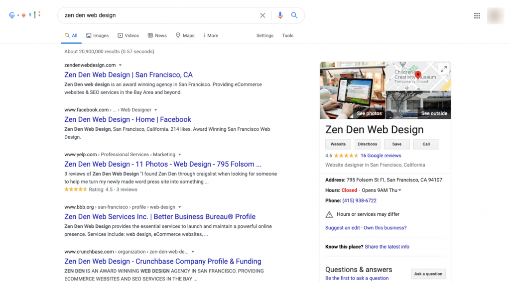 A Screenshot Of Google Results How To Start A Web Design Business? 5