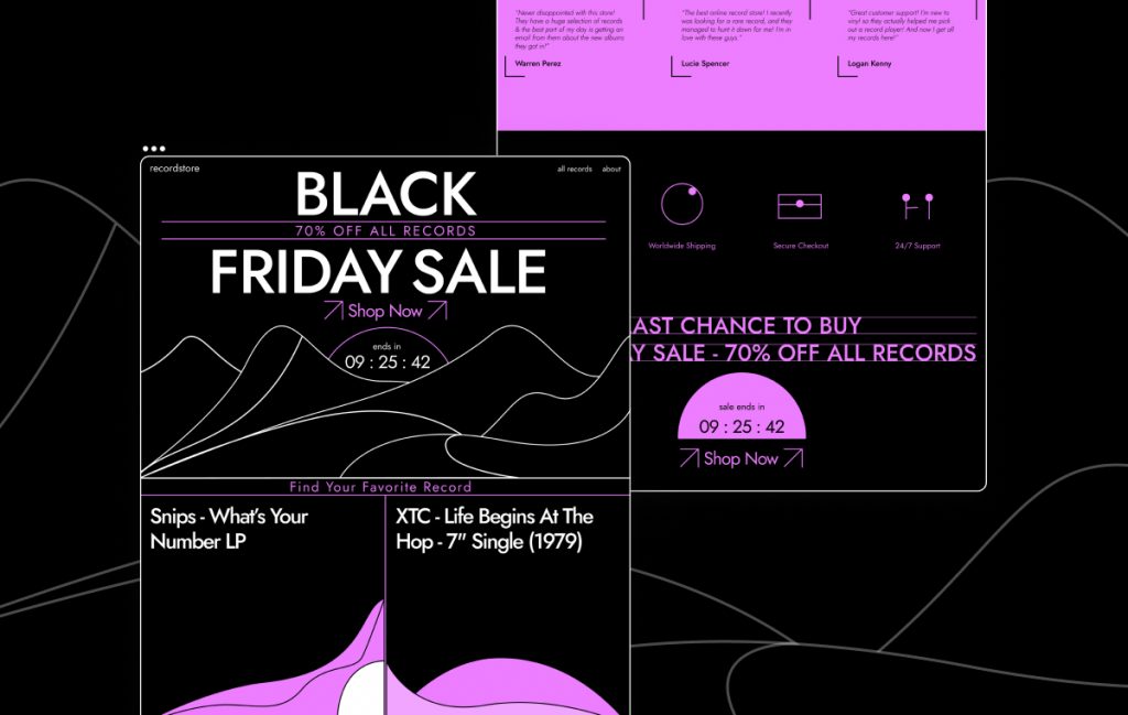 The Neon Abstract Vibe Landing Page Introducing Elementor’s New Seasonal Kit To Help Boost Your Black Friday Sales 3