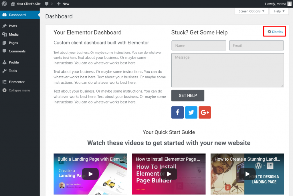 Custom Wordpress Dashboard Clients Elementor 7 How To Create A Custom Wordpress Dashboard For Your Clients 7
