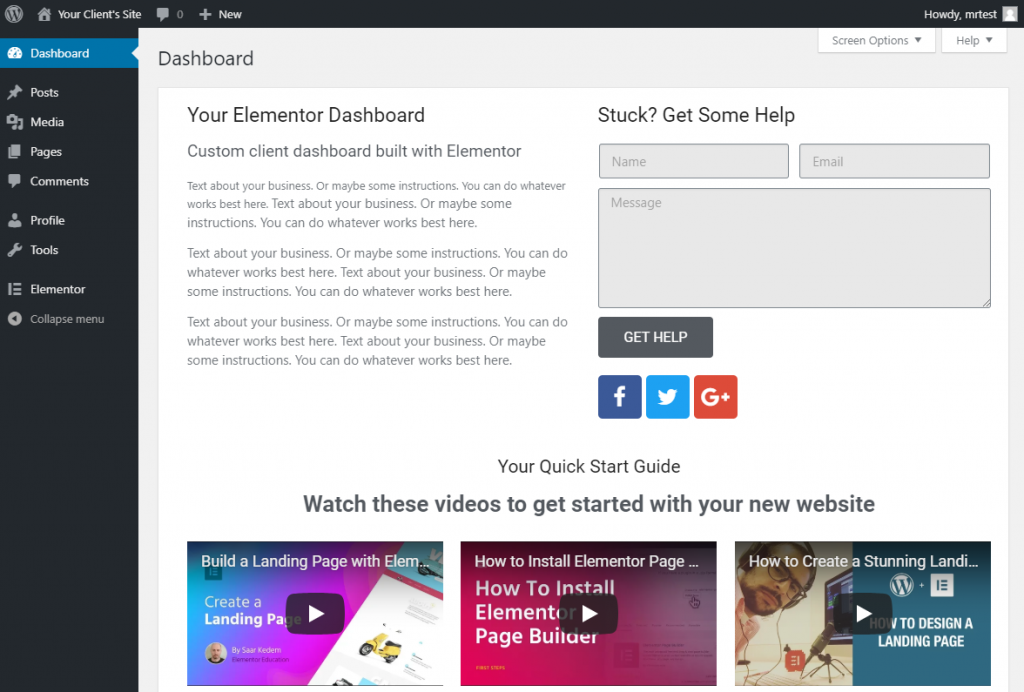 Custom Wordpress Dashboard Clients Elementor 6 How To Create A Custom Wordpress Dashboard For Your Clients 6