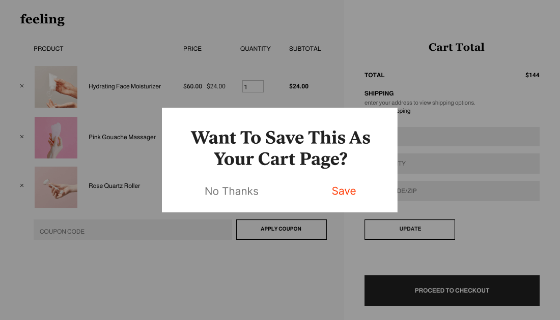 Save Cart Page