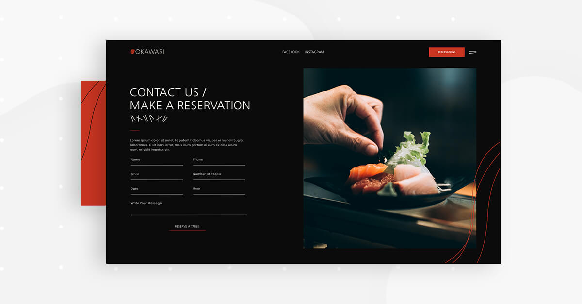 Reservations Contact Us Monthly Template Kits #11: The Restaurant Website Template Kit 2