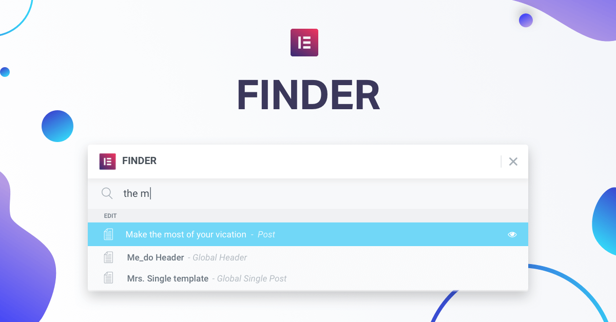 Introducing Finder