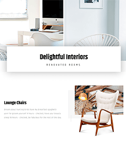 Interior design landing page template with carousel