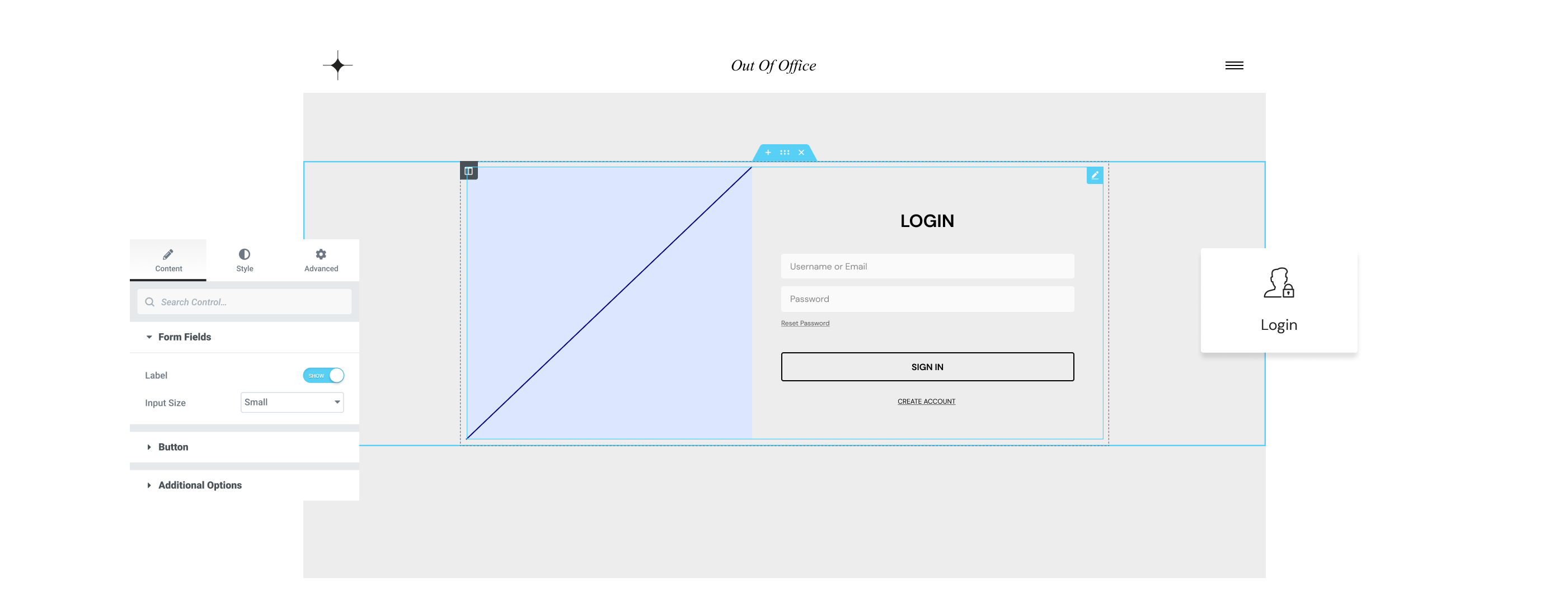 login widget visual