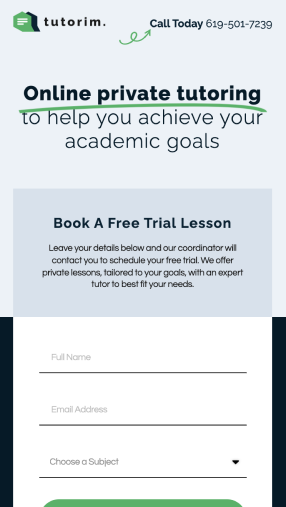 Private Tutor - Landing Page