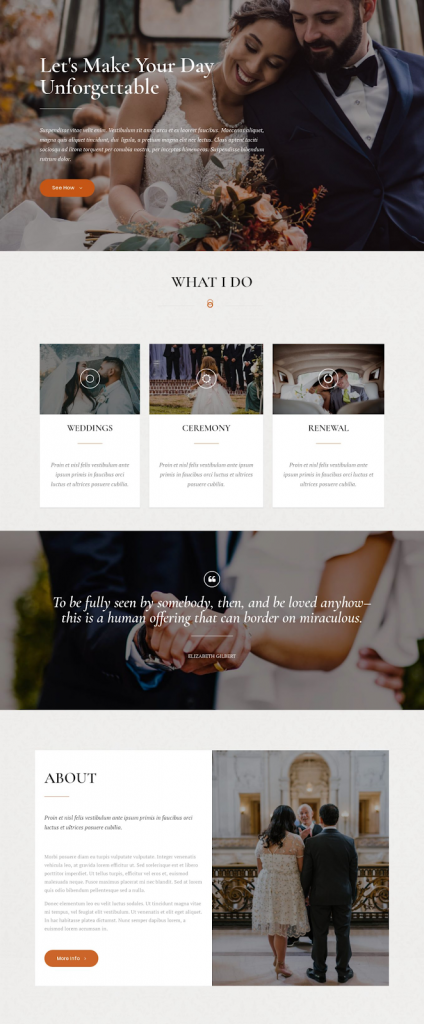 Weddingtemplate9 Scrolling Down The Aisle — 10 Wordpress Wedding Templates That Will Help You Tie The Knot 9. Marriage Celebrant Marriage Officiant Template