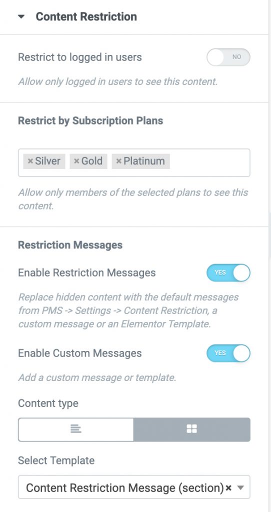 Content Restriction Settings How To Restrict Content On Elementor Sites 2