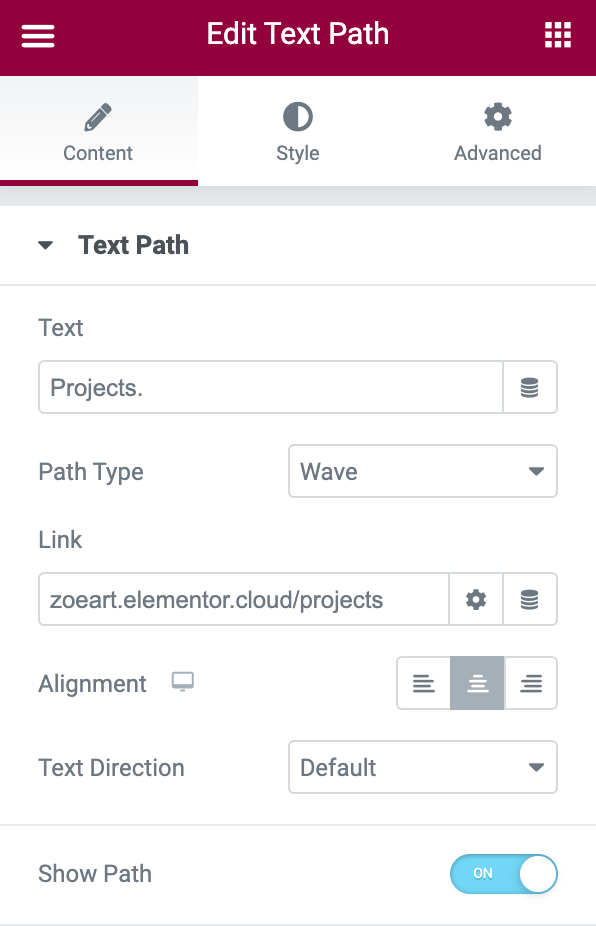 Create text designs along a path