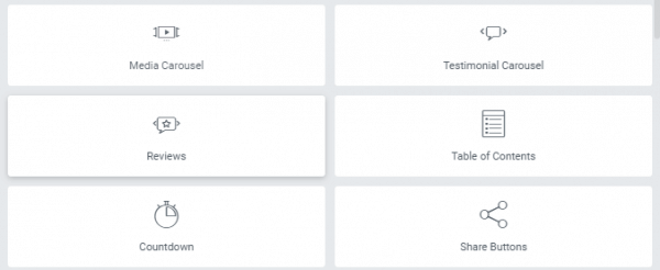 a screenshot of elementor's widgets.