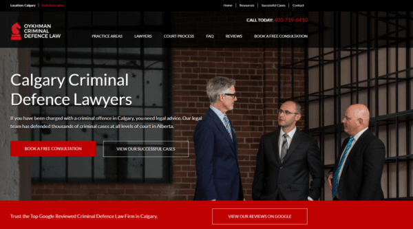 a screenshot of the Calgary Criminal Defence Lawyers website.