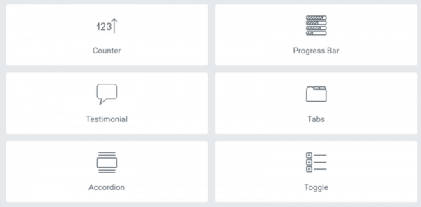 a screenshot of elementor's widgets.