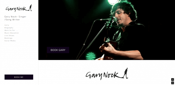A screenshot of the Gary Nock website. 