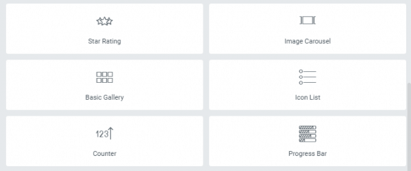 a screenshot of Elementor's widgets. 