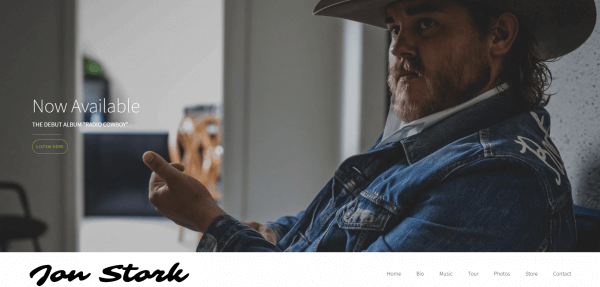 a screenshot of the Jon Stork website. 