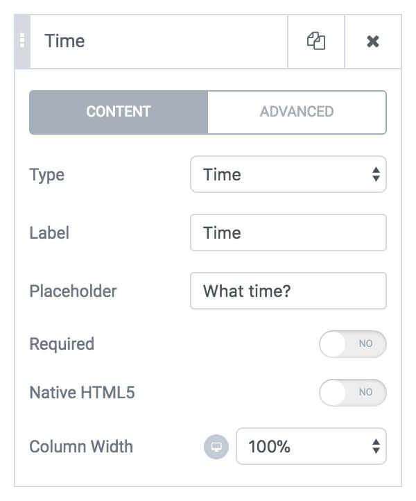 Form time field