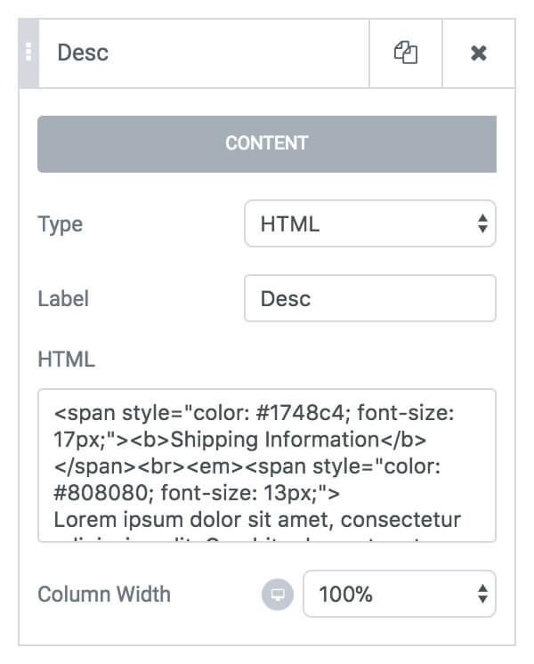 Form HTML field