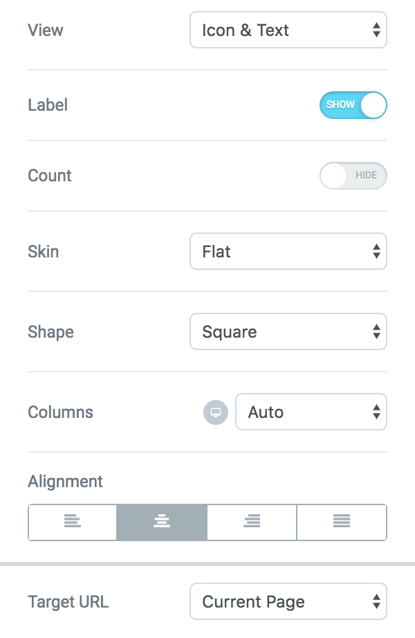 Share Buttons settings