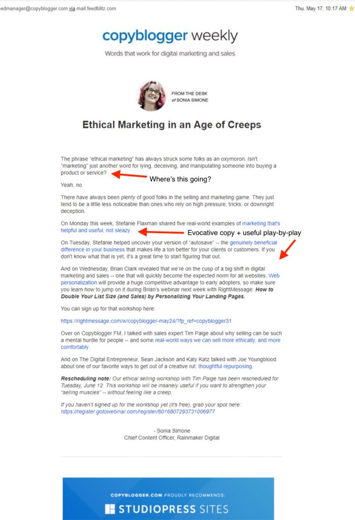 Copyblogger Email Example 6 Steps To Create A Winning Blog Email Marketing Strategy 10