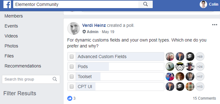 Survey Elementor Facebook Group Advanced Custom Fields Vs. Pods Vs. Toolset: A Detailed Comparison 1