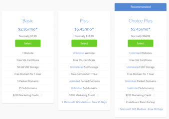bluehost's pricing plan
